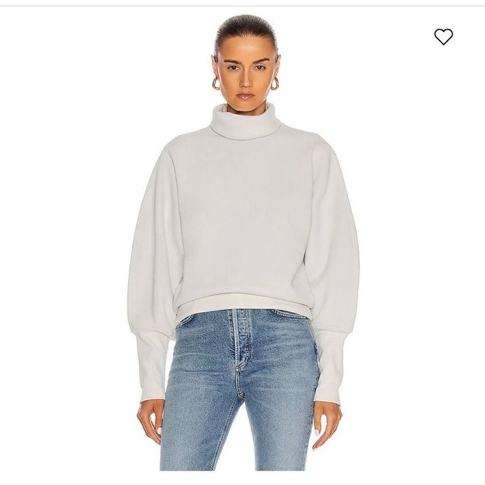 AGOLDE Extended Rib Balloon Sleeve Turtleneck Cream Sweatshirt Women's Size XS
